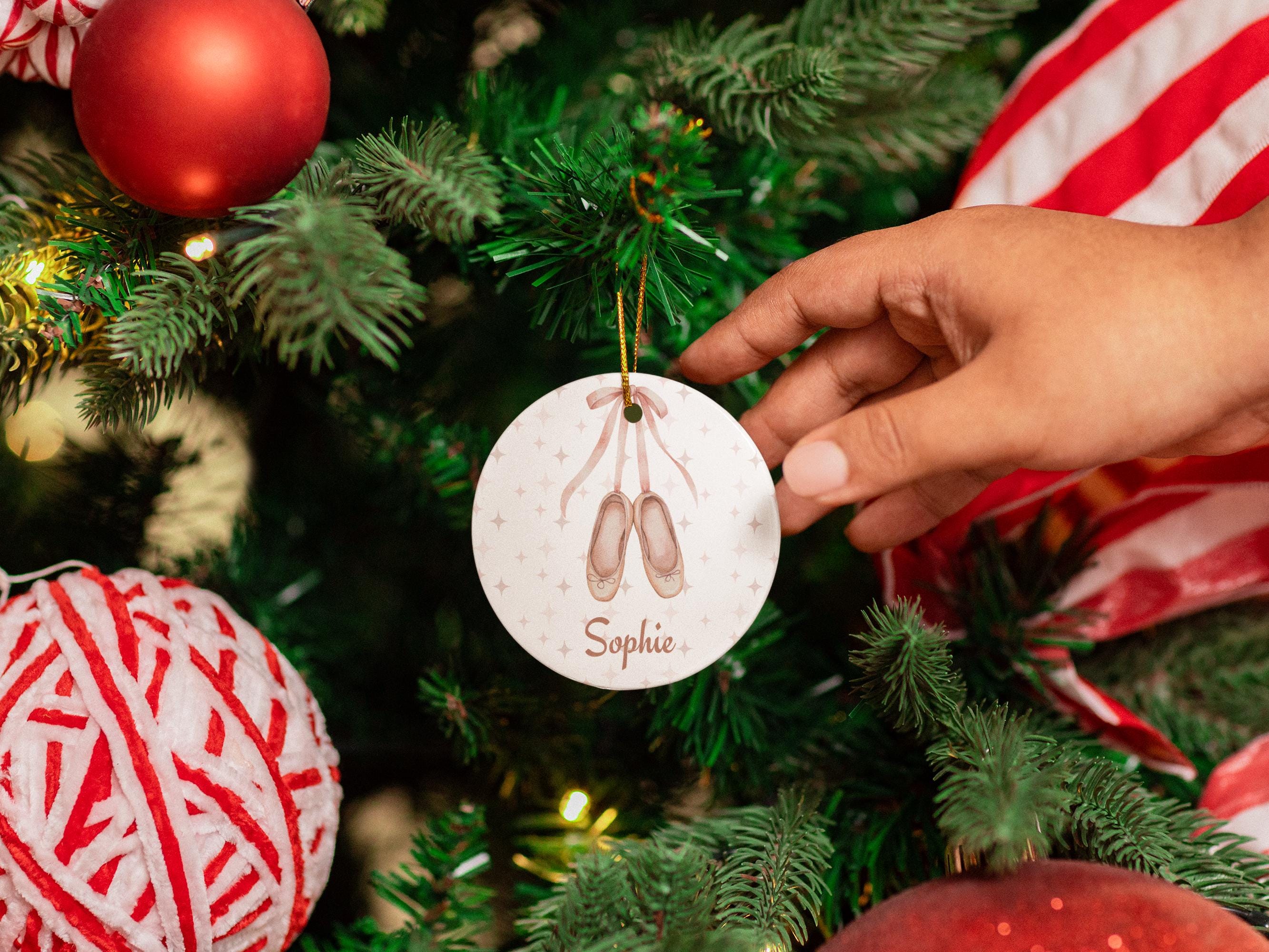 Personalized Ballerina Ornament: Ballet Shoes Ceramic Keepsake, Custom Name