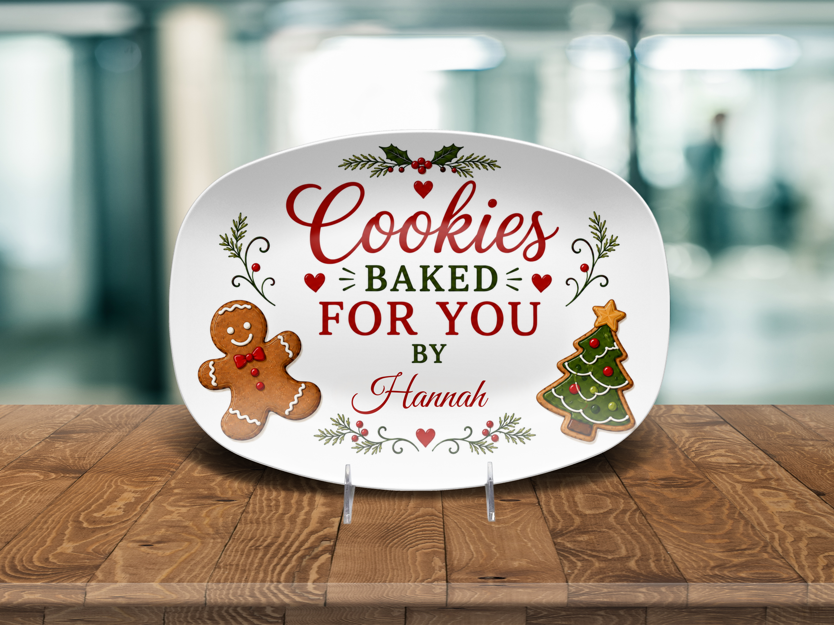 Personalized Cookies Baked for You Platter, Christmas Cookie Serving Dish, Holiday Baking Gift, Cookie Exchange Plate