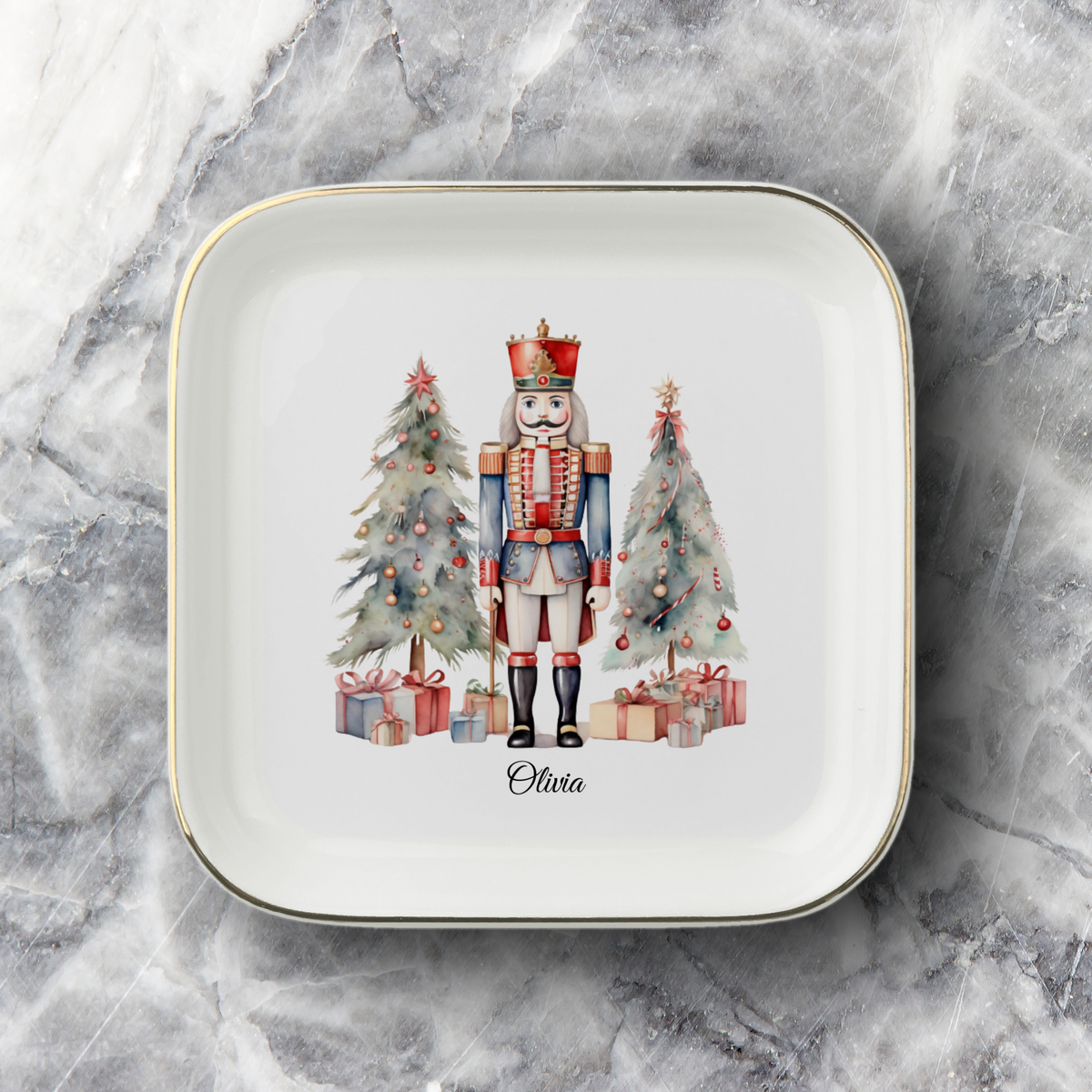 Personalized Nutcracker Jewelry Dish, Ballet Teacher Gift, Dancer Present, Christmas Trinket Tray, Holiday Keepsake Gift