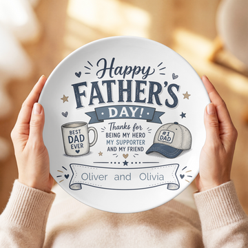 Personalized Happy Father's Day Plate, Best Dad Ever Gift, Dad Keepsake, Father's Day Table Decor