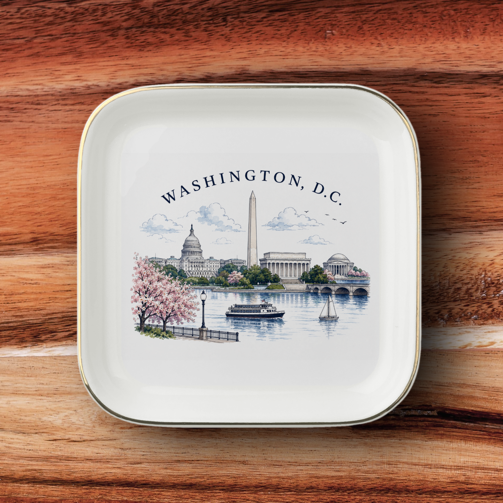 Washington DC Jewelry Dish, Capitol Skyline Trinket Tray, Souvenir Gift for DC Travelers, Travel Keepsake Gift