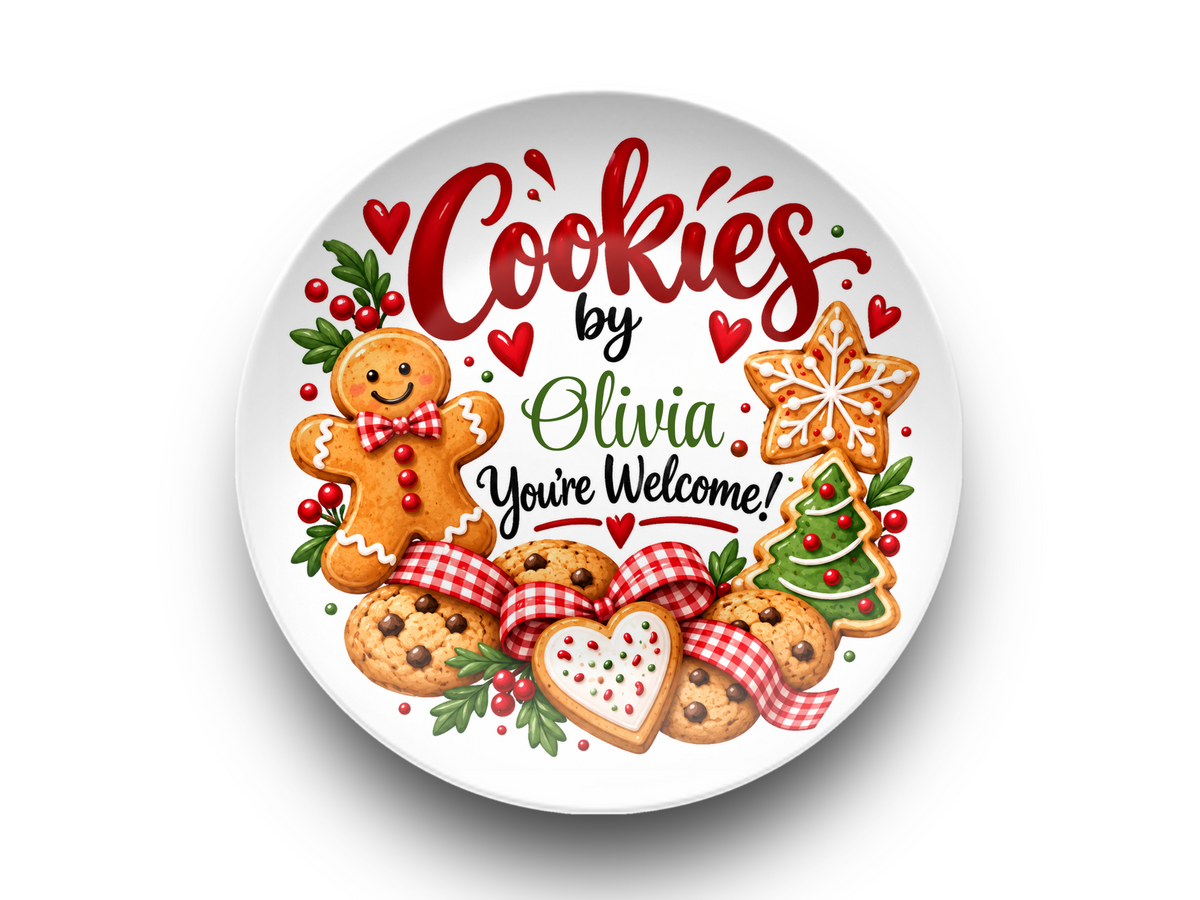 Personalized Christmas Cookie Plate, Custom Holiday Serving Platter, Santa Cookie Dish, Family Christmas Eve Tradition, Office Party Plate