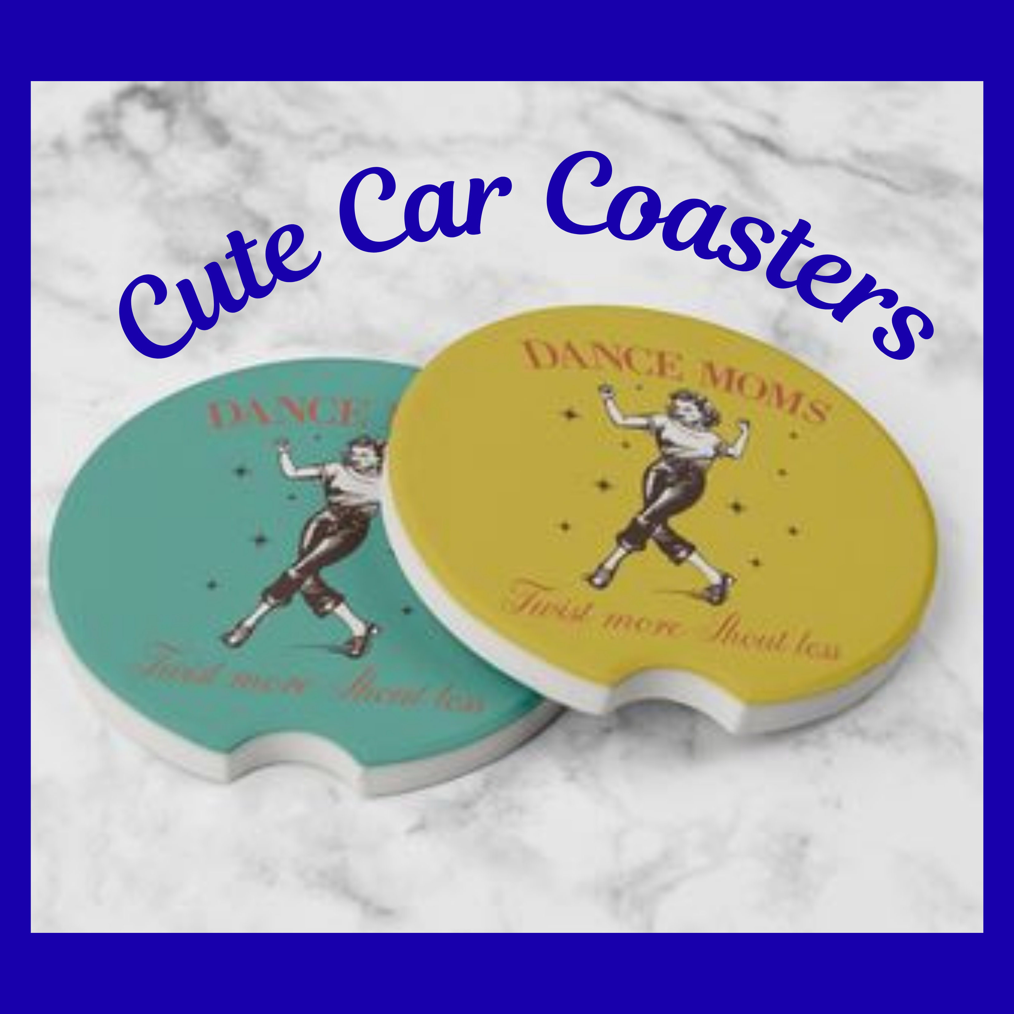 Dance Moms Car Coasters – Set of 2 Absorbent Ceramic Cup Holder Inserts, Retro Twist Design, Gift for Fun Dance Moms