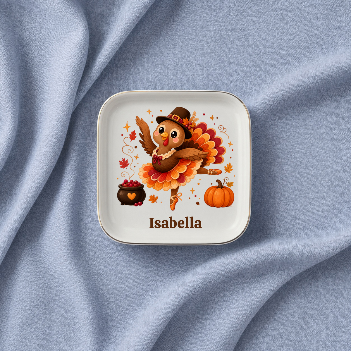 Personalized Thanksgiving Turkey Jewelry Dish, Fall Turkey Ring Holder, Ballet Dancer Gift, Dance Teacher Present