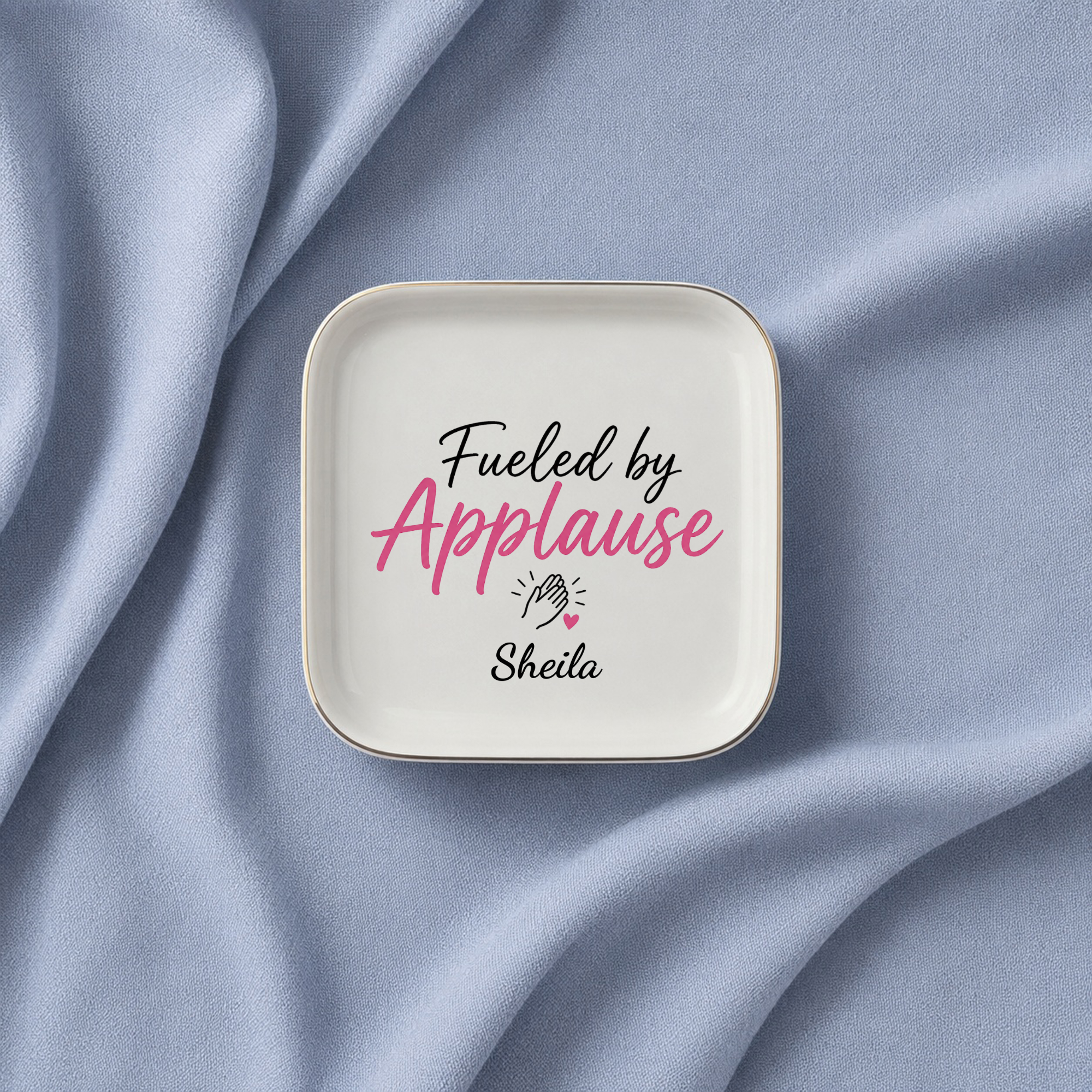 Fueled by Applause Jewelry Dish, Personalized Actor Trinket Tray, Dance Team Gift, Cheerleader Present