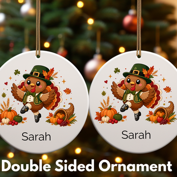 Personalized Irish Dancing Turkey Ornament, Custom Thanksgiving Decoration, Keepsake Ornament, Gift for Irish Dancer, Optional Box