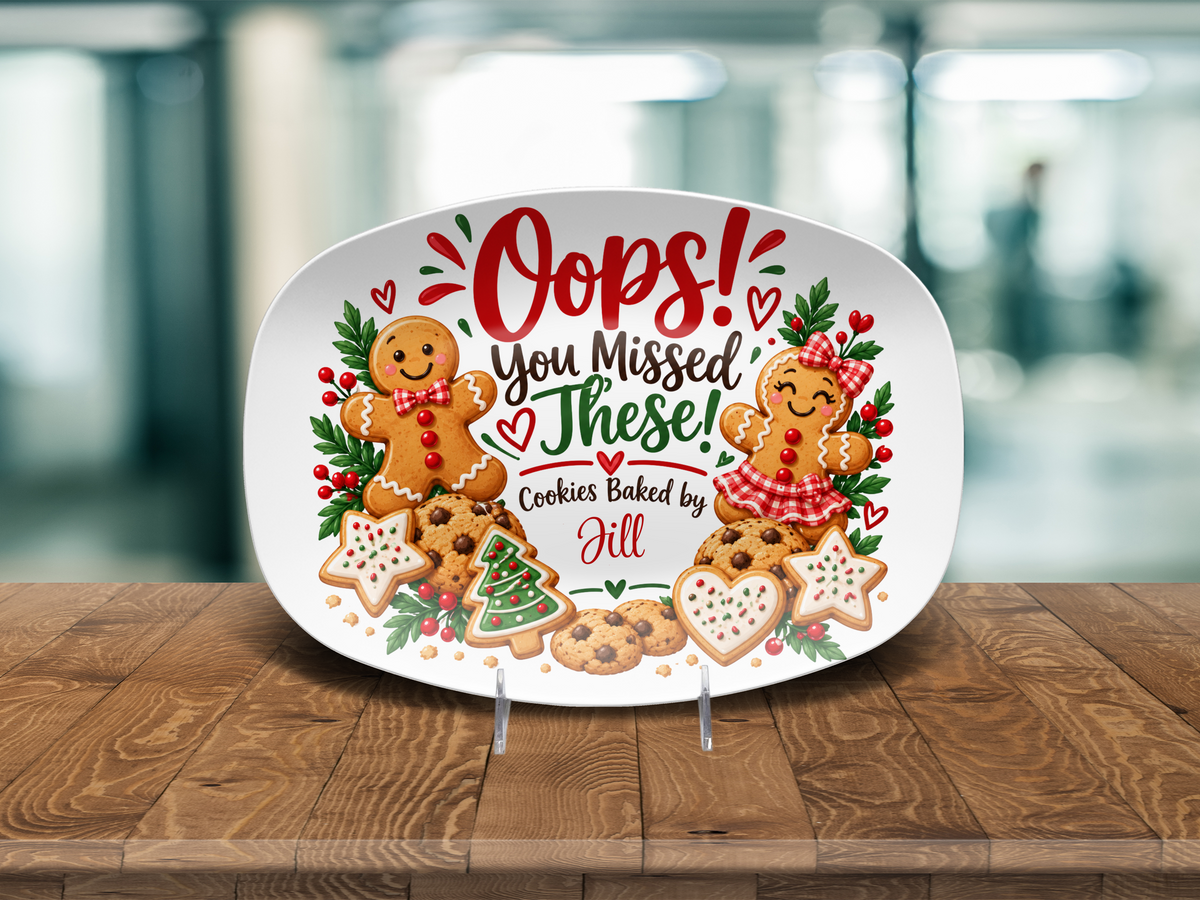 Personalized Christmas Cookie Plate, Custom Cookie Platter, Baked With Love Holiday Serving Platter, Office Party Cookie Exchange