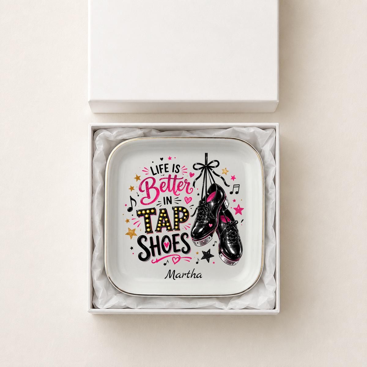 Tap Dance Jewelry Dish, Life Is Better in Tap Shoes Tray, Dancer Gift, Personalized Name Catchall, Dance Recital Gift, Teacher Present