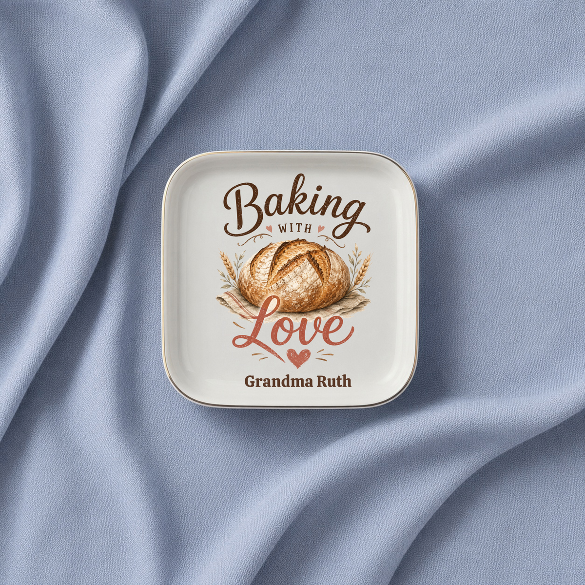 Personalized Grandma Gift, Bakers Jewelry Dish, Baking With Love Keepsake Tray, Bread Baker Kitchen Decor