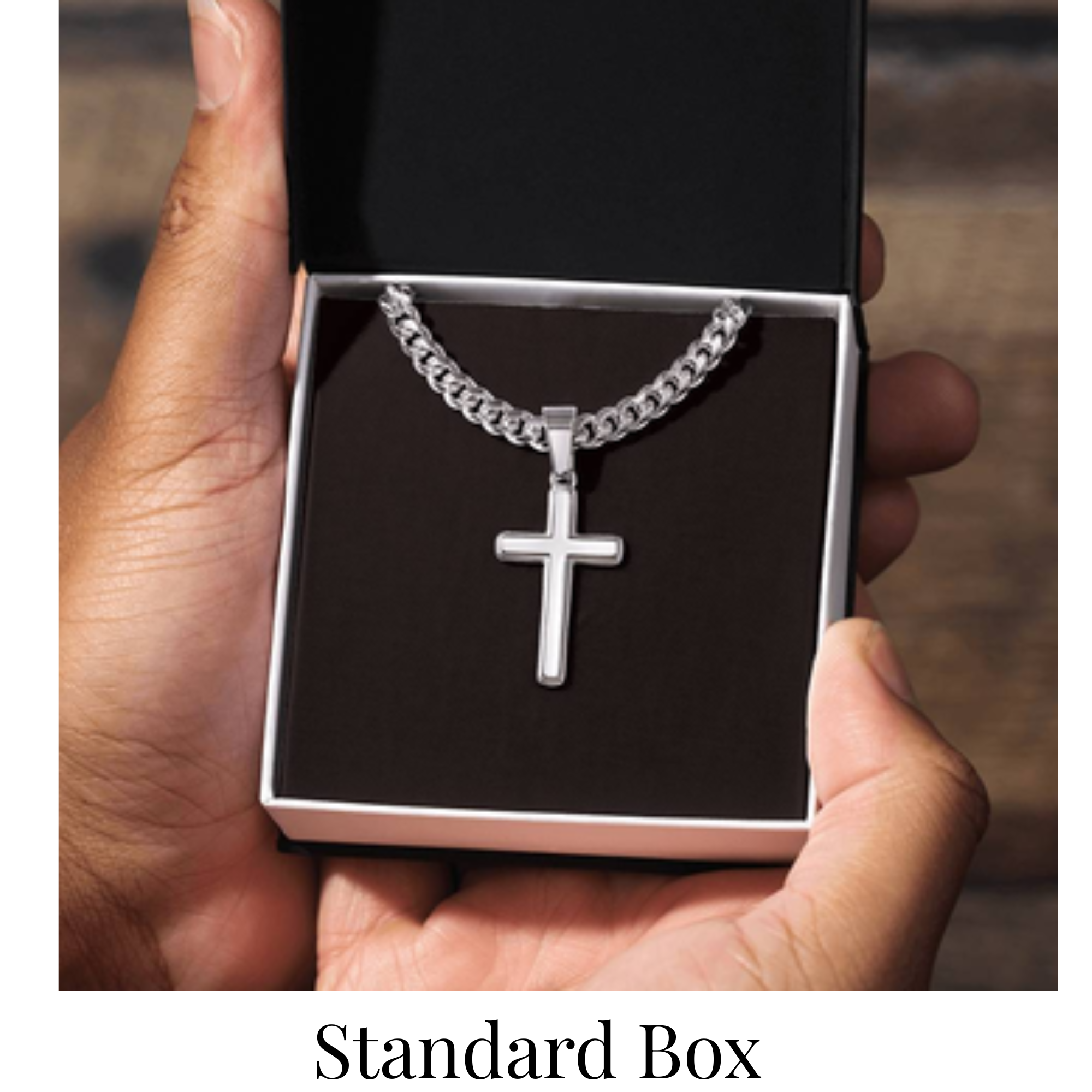Steadfast Cross Necklace for Men with Cuban Link Chain, Optional Personalized Back Engraving, Christian Faith Gift for Him, Religious Jewelry