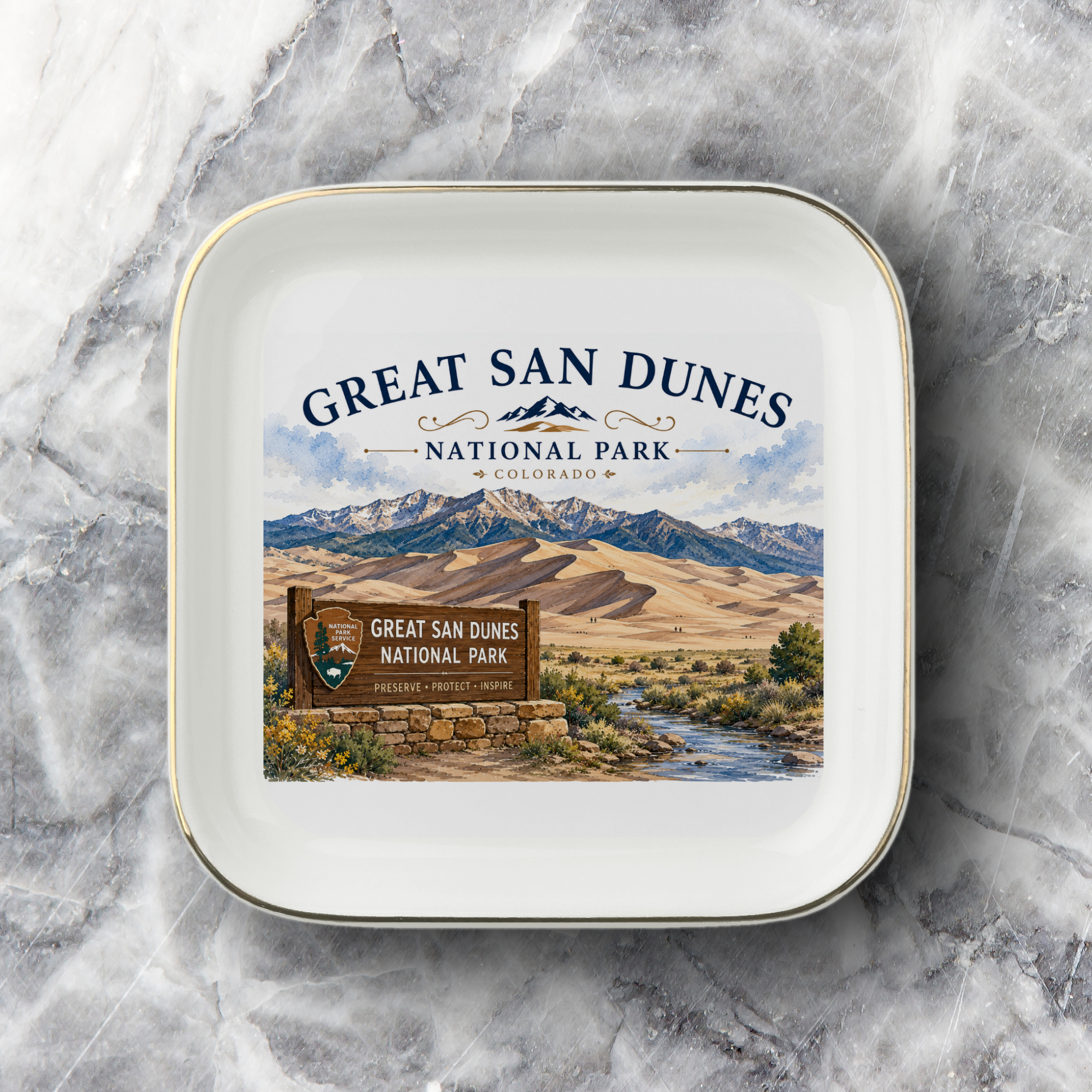 Great Sand Dunes National Park Jewelry Dish, Colorado Souvenir, Mountain Landscape Ring Holder, National Park Gift, Travel Keepsake
