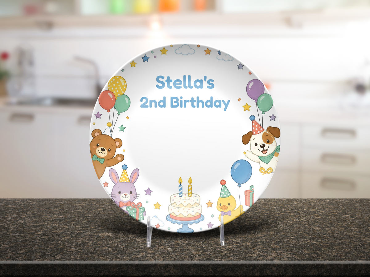 Personalized Birthday Plate, 2nd Birthday Keepsake, Kids Party Decor, Plate With Optional Stand, Toddler Gift, UNBREAKABLE – Not Ceramic