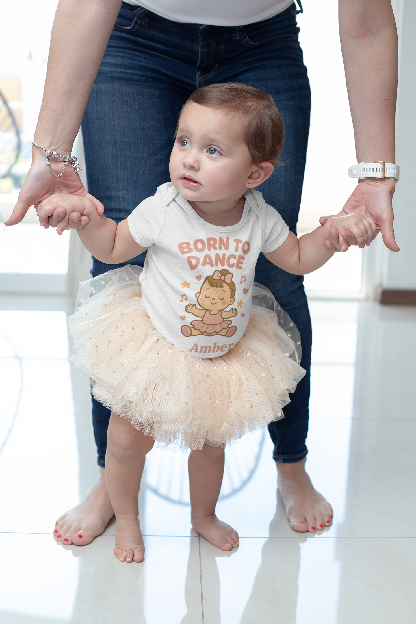 Born to Dance Baby Bodysuit, Personalized Dance Gift, Cute Baby Shower Outfit, Custom Name Baby Clothes, Ballerina Design