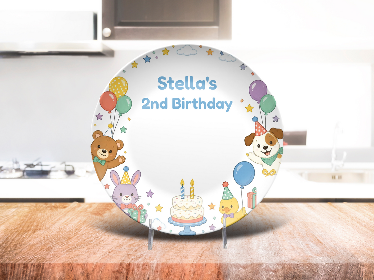 Personalized Birthday Plate, 2nd Birthday Keepsake, Kids Party Decor, Plate With Optional Stand, Toddler Gift, UNBREAKABLE – Not Ceramic