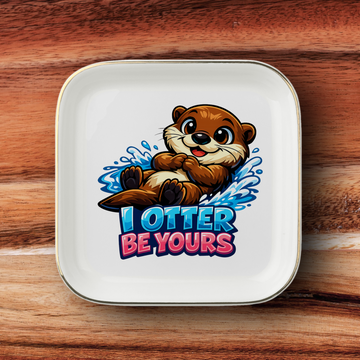 Otter Be Yours Jewelry Dish, Cute Otter Ring Holder, Animal Lover Gift, Gold Trim Ceramic Trinket Tray, Sweet Romantic Keepsake Decor