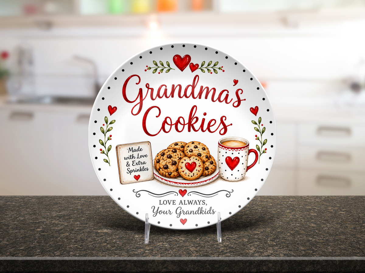Grandma’s Cookies Plate, Grandmother Baking Gift, Cookie Serving Plate, Gift from Grandkids, Grandma Kitchen Keepsake