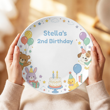Personalized Birthday Plate, 2nd Birthday Keepsake, Kids Party Decor, Plate With Optional Stand, Toddler Gift, UNBREAKABLE – Not Ceramic