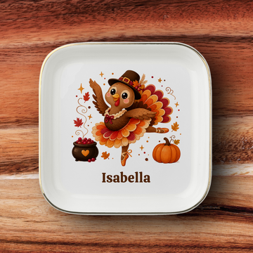 Personalized Thanksgiving Turkey Jewelry Dish, Fall Turkey Ring Holder, Ballet Dancer Gift, Dance Teacher Present