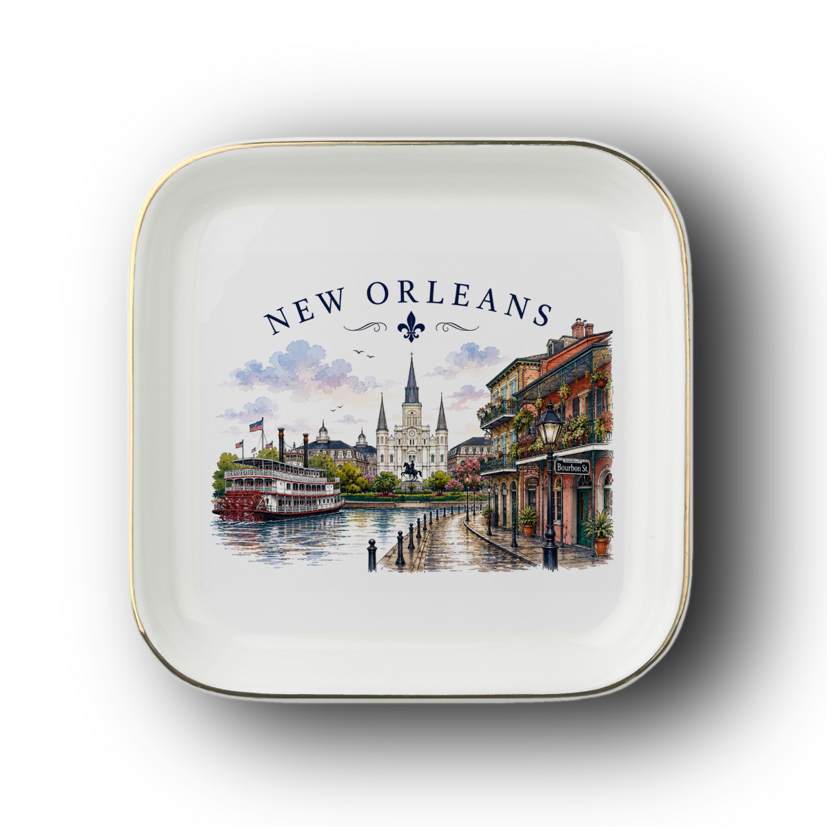 New Orleans Jewelry Dish, Louisiana Keepsake Tray, Bourbon Street Trinket Dish, French Quarter Souvenir, Gift for Travelers and Locals
