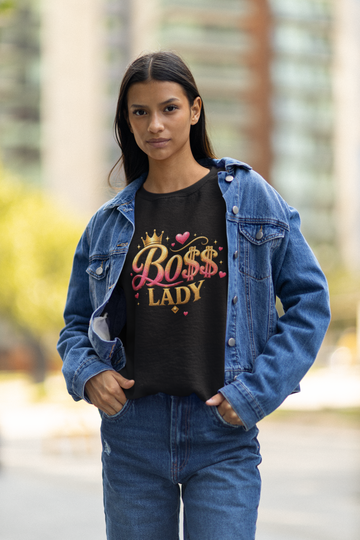 Boss Lady Sweatshirt, Inspirational Women's Clothing, Gift for Her, Girl Power Cozy Casual Hoodie, BO$$ Mom Gift, Glam Boss Babe, Trendy Women’s Sweatshirt