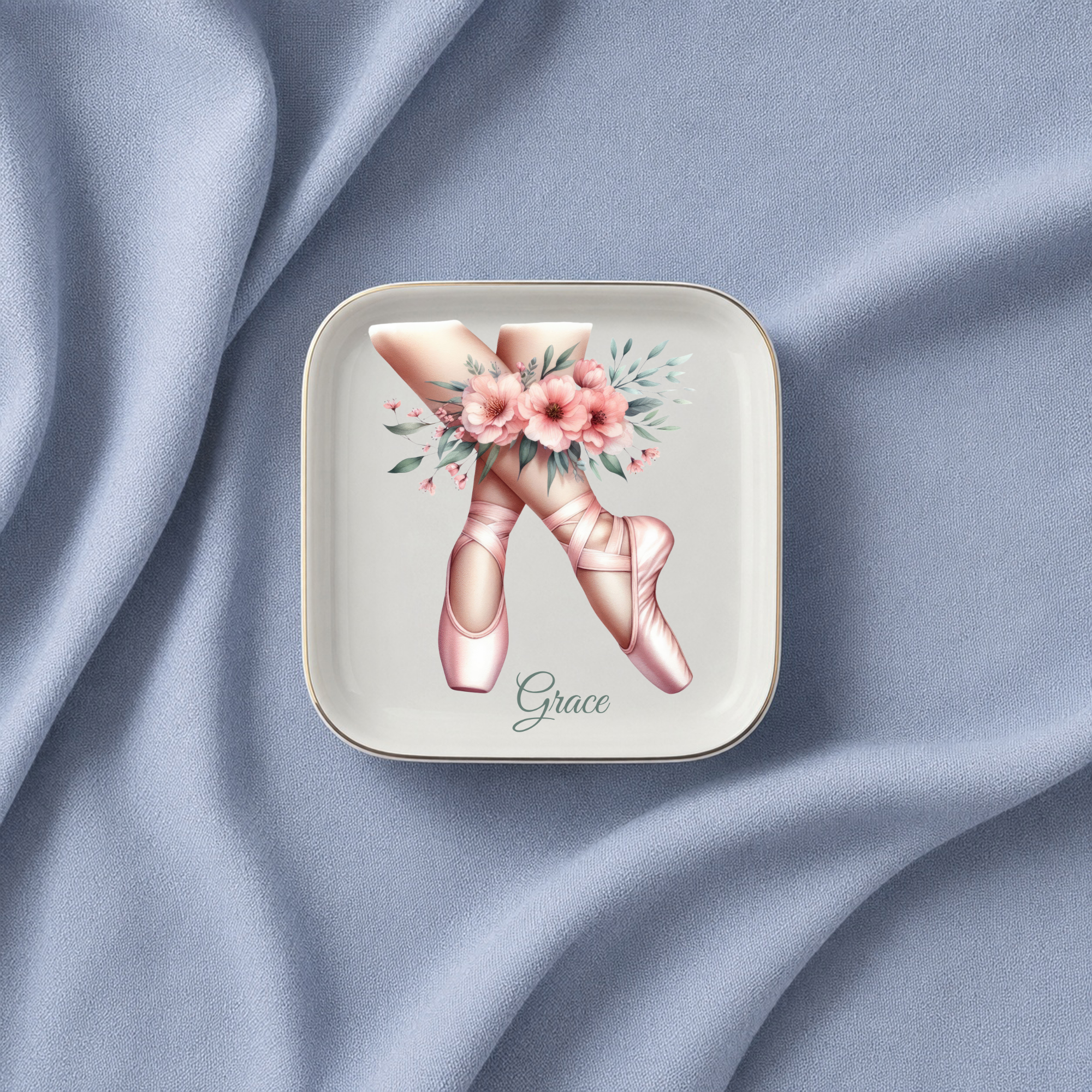 Personalized Ballerina Trinket Tray, Dancer Jewelry Dish, Ceramic Ring Holder, Ballet Recital Gift, Opening Night Gift