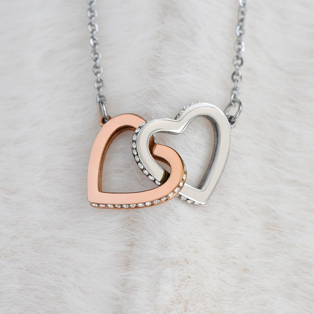 To My Beautiful Wife Interlocking Hearts Necklace, Romantic Anniversary Gift, Two Hearts One Love Jewelry