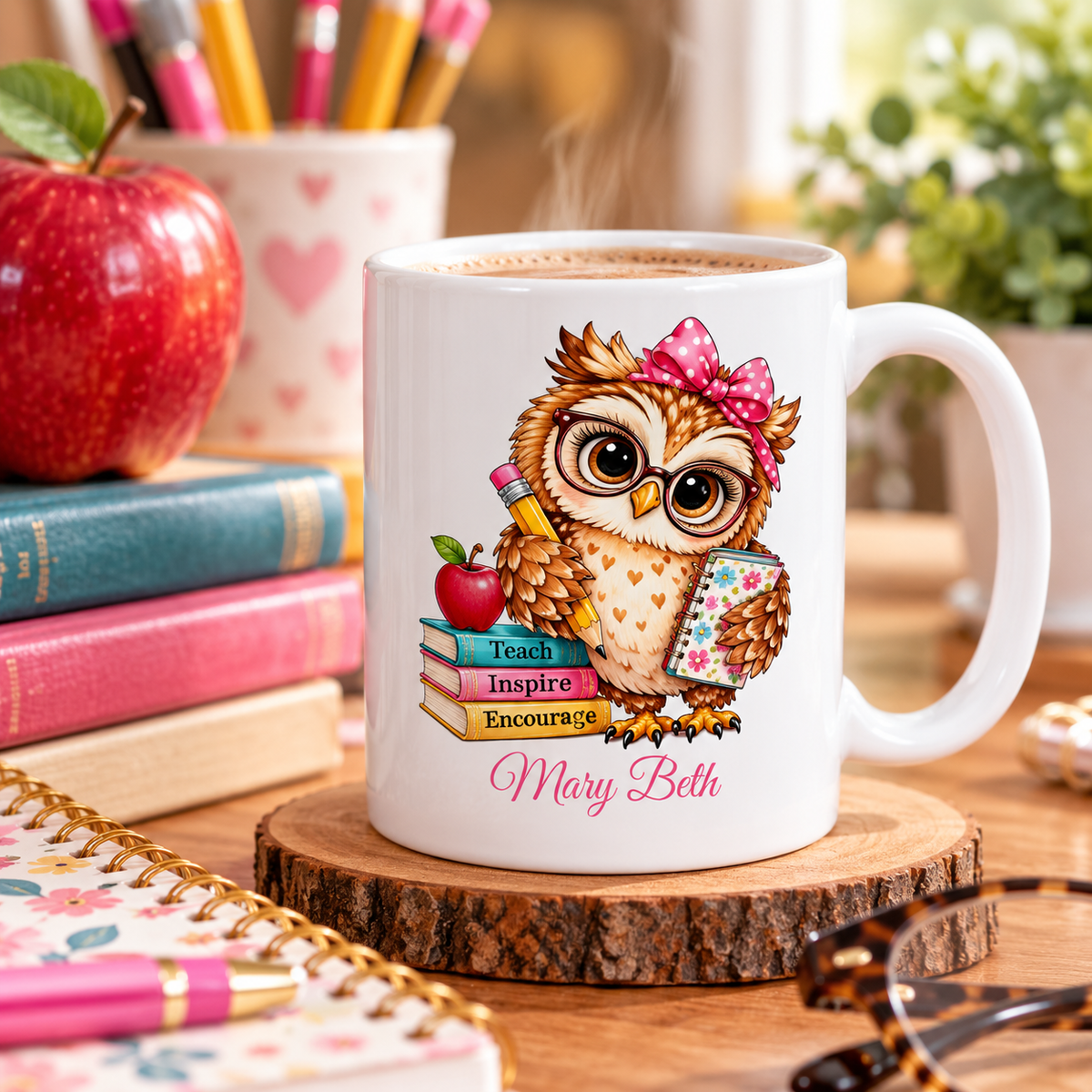 Teacher Appreciation Gift, Personalized Teacher Owl Coffee Mug, Teacher Present, Cute Owl Mug, Bird Lover Mug