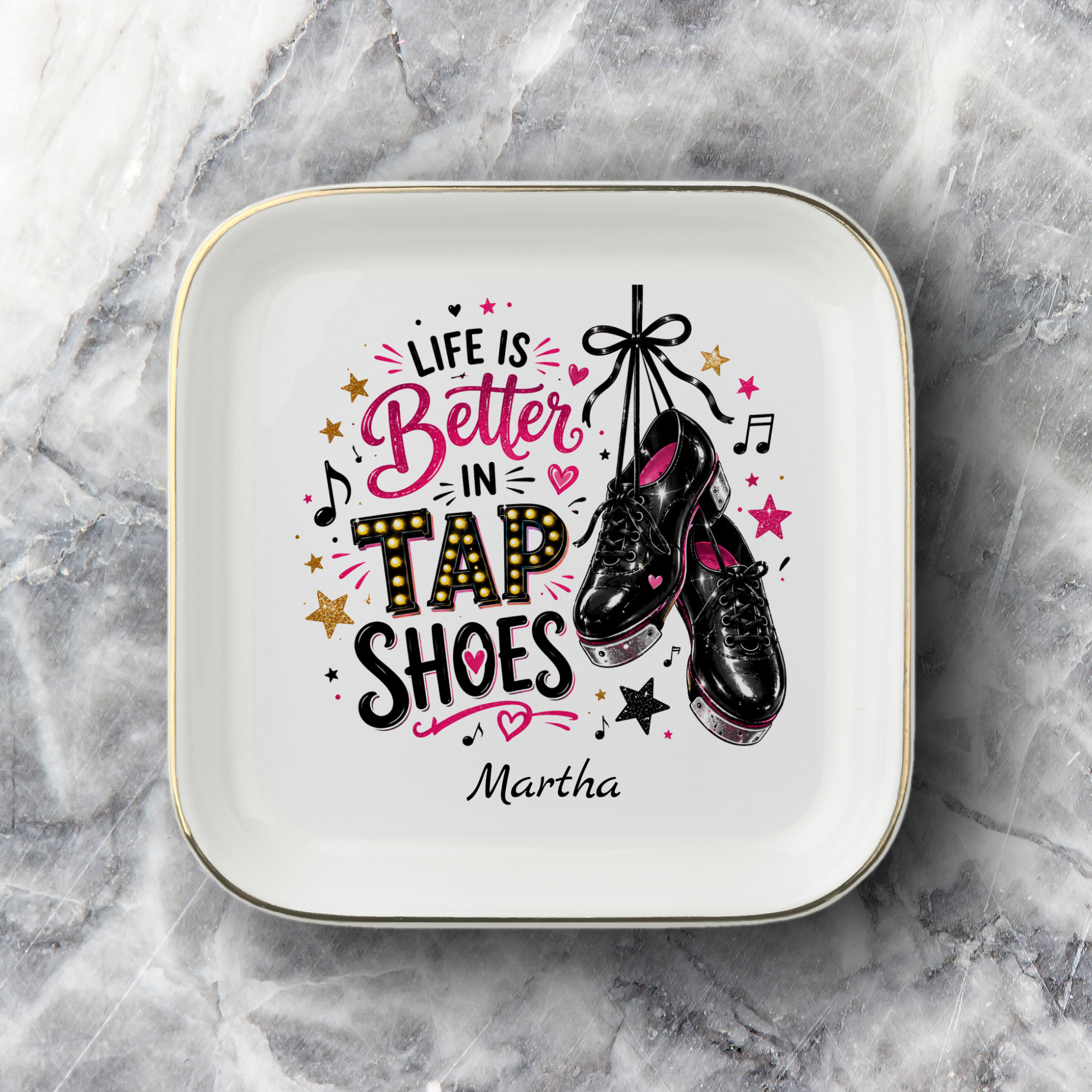Tap Dance Jewelry Dish, Life Is Better in Tap Shoes Tray, Dancer Gift, Personalized Name Catchall, Dance Recital Gift, Teacher Present