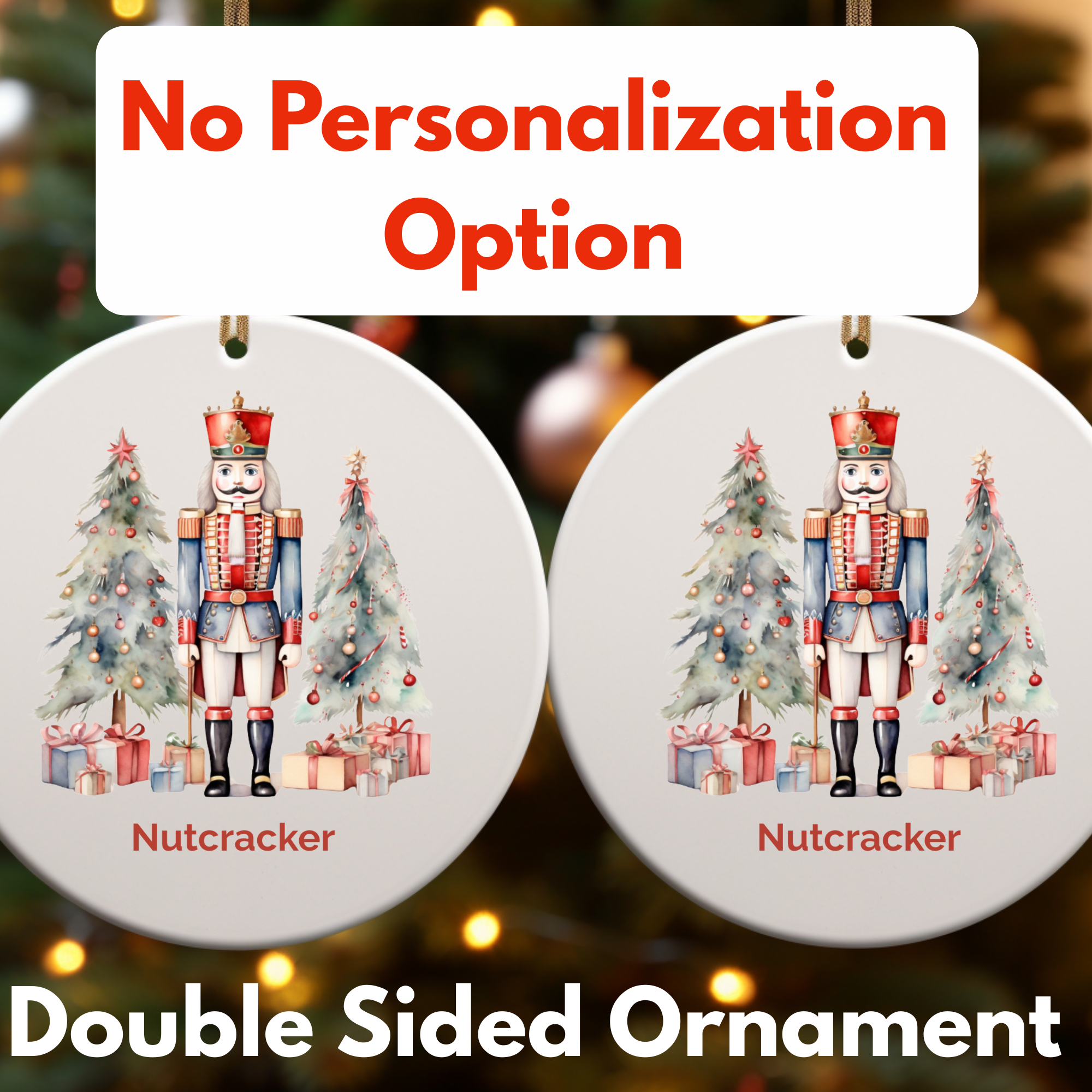 Personalized Nutcracker Ballet Ornament: Double-Sided Ceramic Decoration Ornament, (1pc), Available with Gift Box
