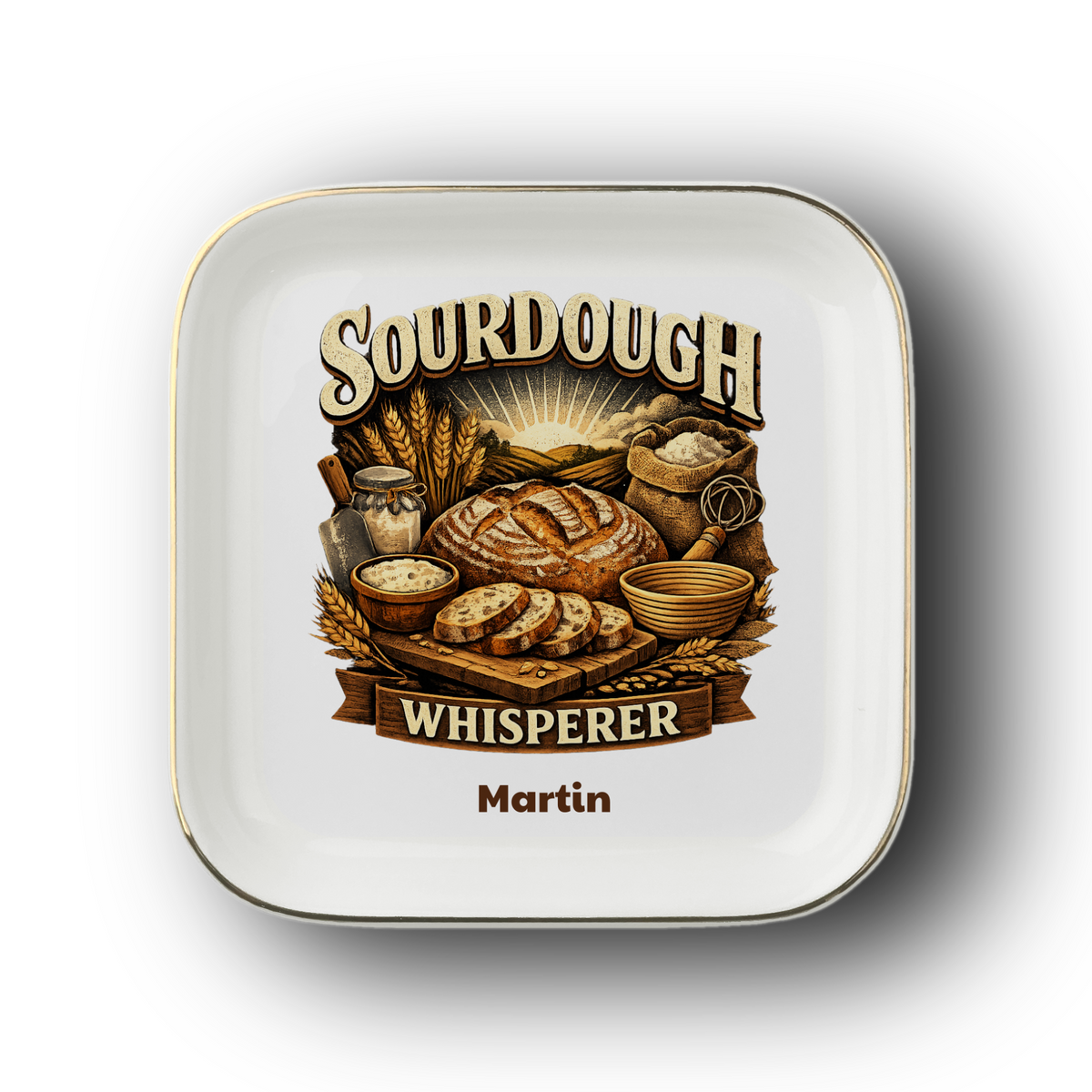 Sourdough Jewelry Dish, Bread Baker Trinket Tray, Sourdough Whisperer Gift, Personalized Ceramic Ring Holder for Home Bakers