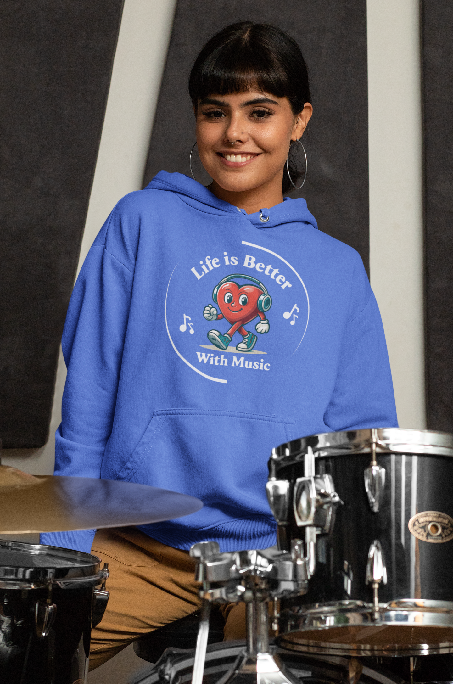Life Is Better With Music Hoodie – Cozy Sponge Fleece Pullover for Music Lovers