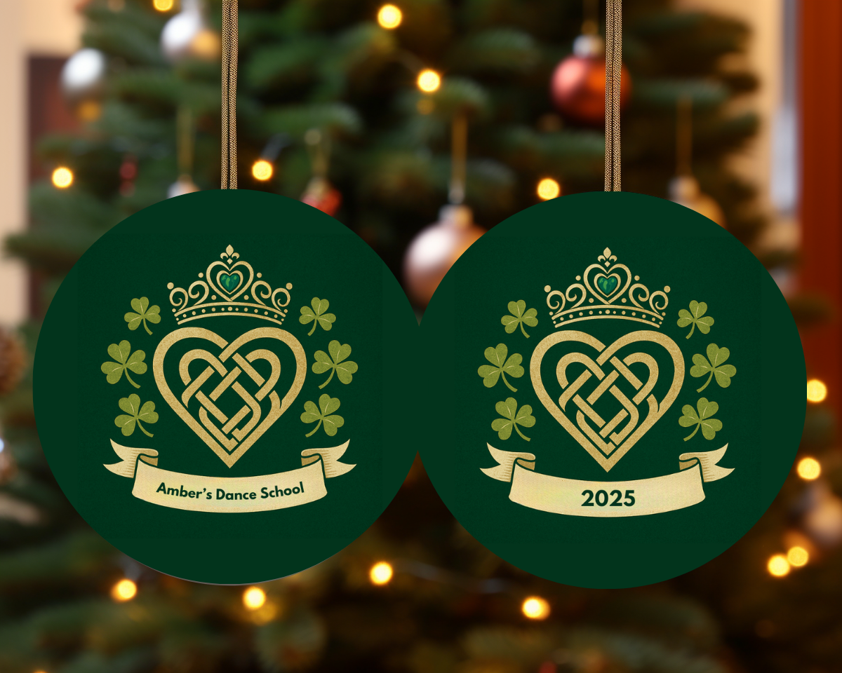 Personalized Irish Dance Ornament • Custom Celtic Heart Knot with Shamrocks • Add Year & School Name • Irish Dancer Gift 2025