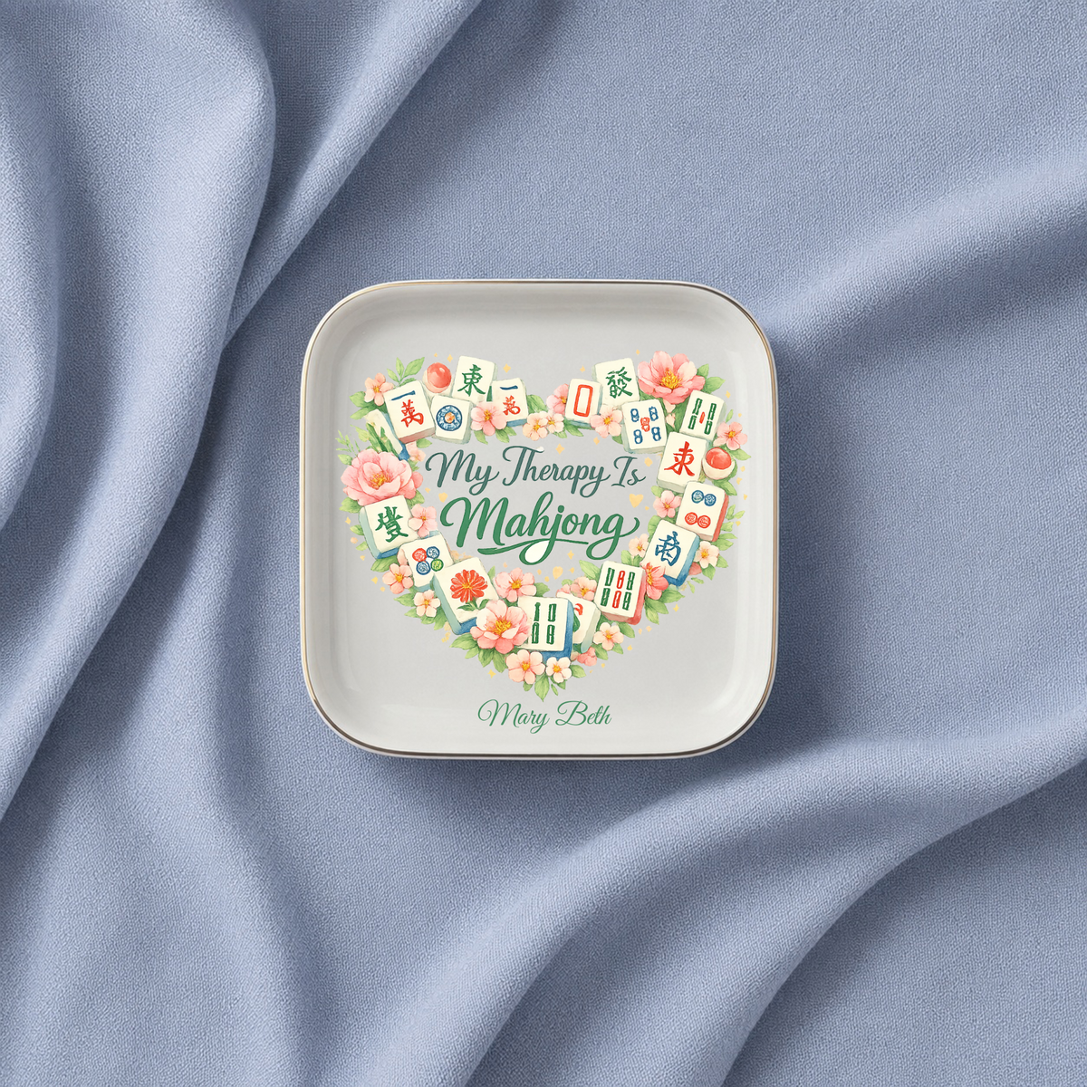 Mahjong Jewelry Dish, My Therapy Is Mahjong Tray, Personalized Mahjong Gift,  Ceramic Trinket Tray, Game Night Decor