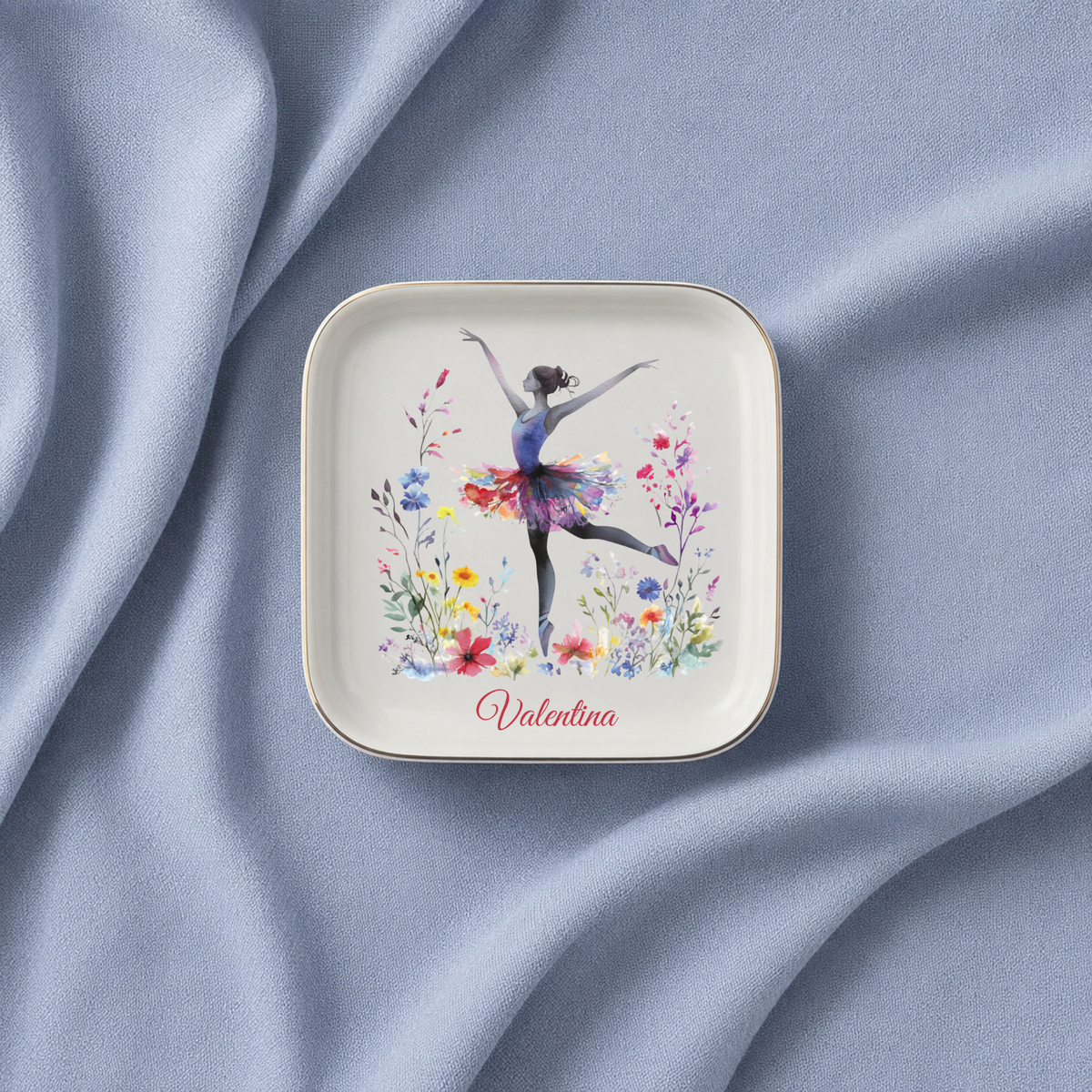 Personalized Ballerina Jewelry Dish, Floral Ballet Ring Dish, Dancer Trinket Tray, Ballet Recital Gift, Opening Night Present