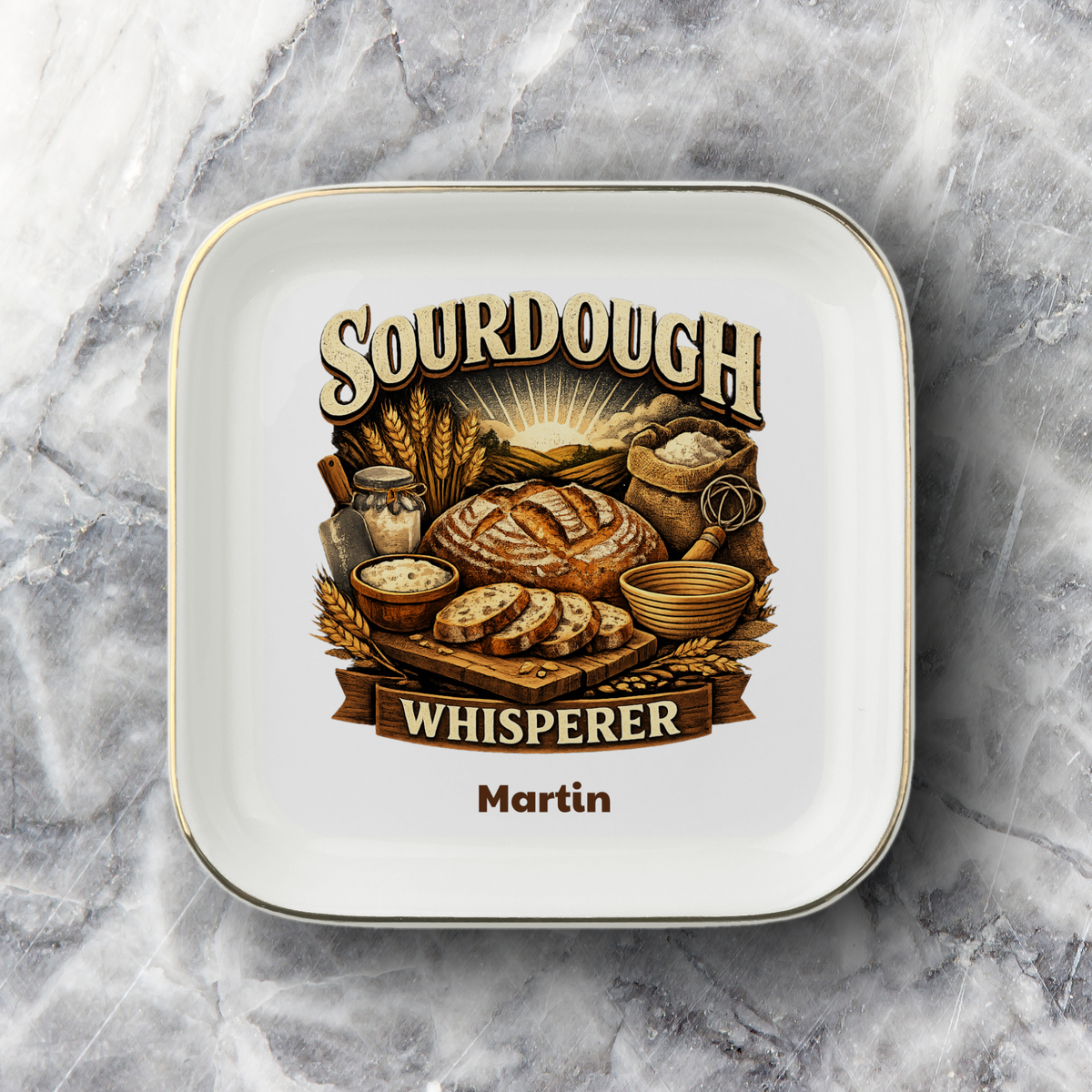 Sourdough Jewelry Dish, Bread Baker Trinket Tray, Sourdough Whisperer Gift, Personalized Ceramic Ring Holder for Home Bakers