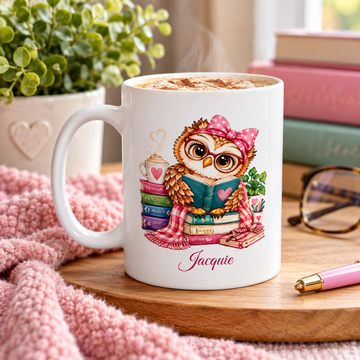 Book Lover Mug, Owl Lover Gift, Personalized Coffee Mug,  Bird Watcher Gift, 11oz or  15oz Coffee Cup