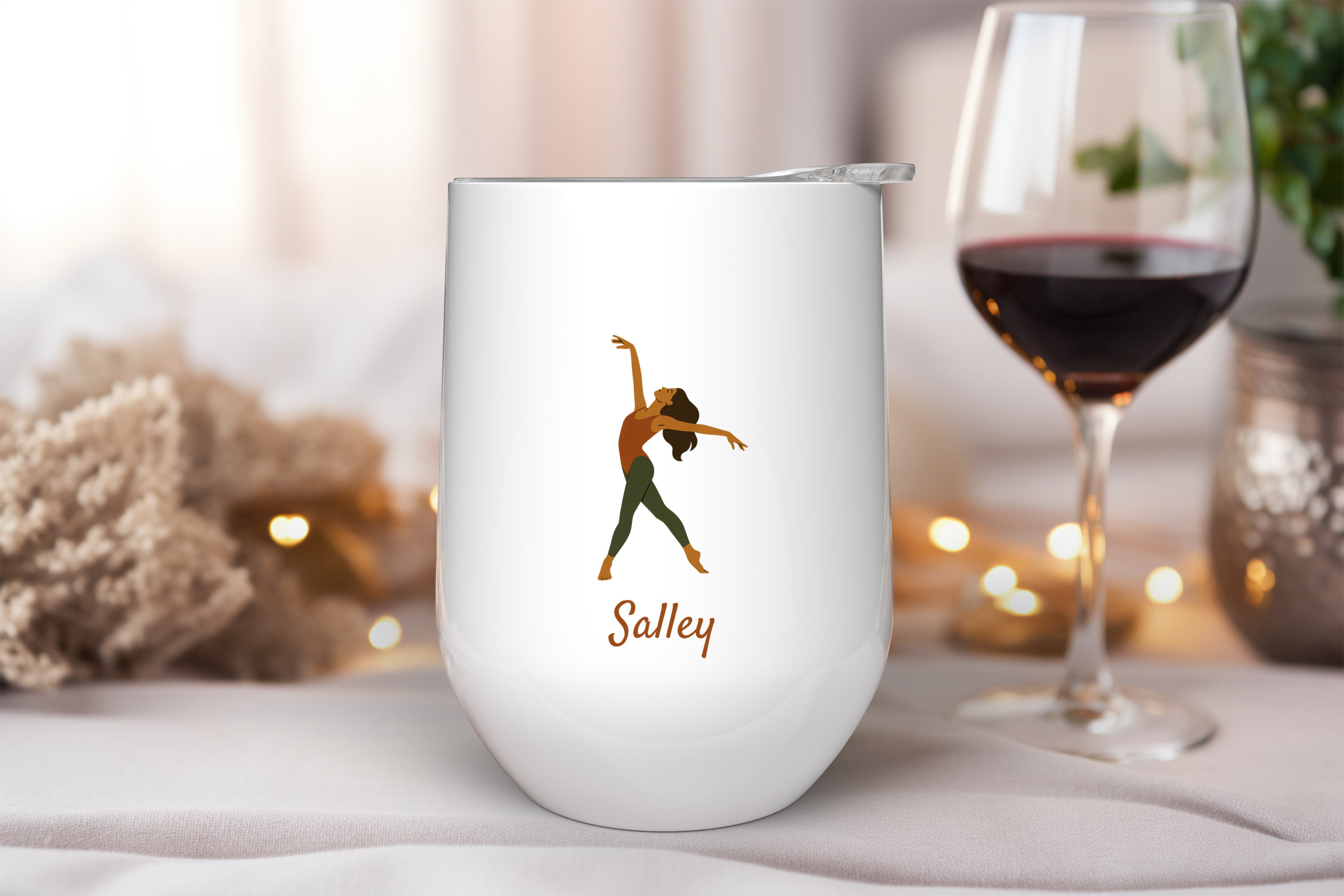 Personalized Modern Dancer Wine Tumbler – 12oz Stainless Steel Cup, Insulated Gift for Dancers, Teachers & Contemporary Dance Fans
