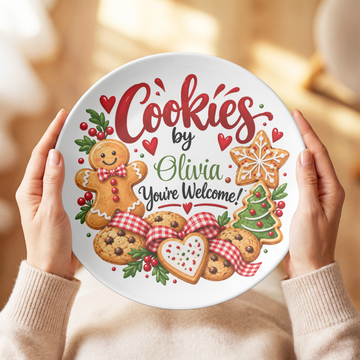 Personalized Christmas Cookie Plate, Custom Holiday Serving Platter, Santa Cookie Dish, Family Christmas Eve Tradition, Office Party Plate