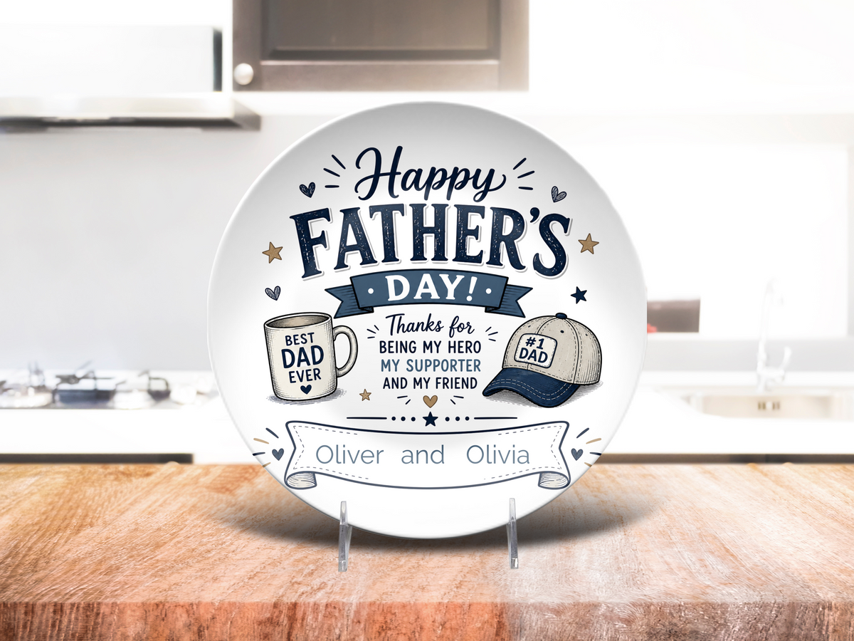 Personalized Happy Father's Day Plate, Best Dad Ever Gift, Dad Keepsake, Father's Day Table Decor