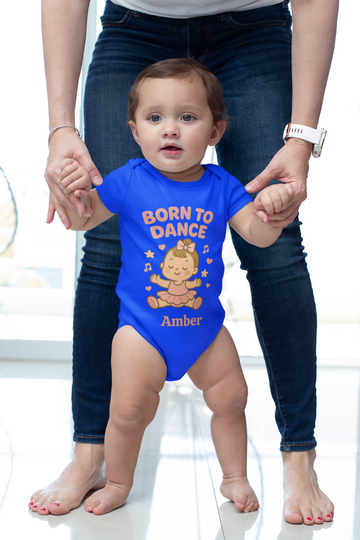 Born to Dance Baby Bodysuit, Personalized Dance Gift, Cute Baby Shower Outfit, Custom Name Baby Clothes, Ballerina Design