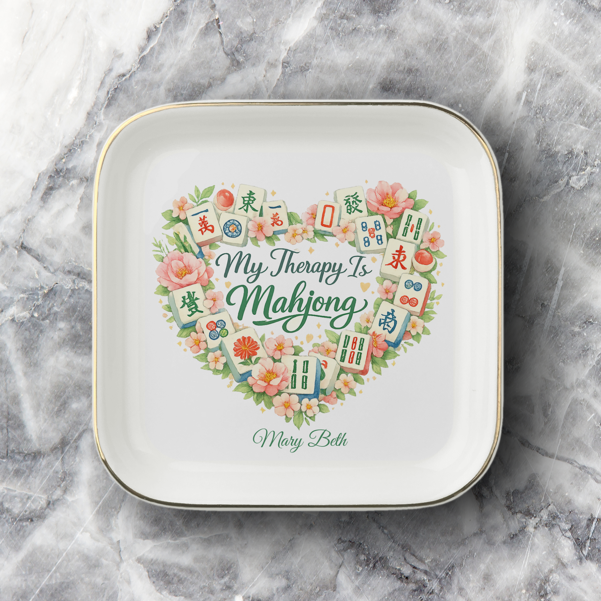 Mahjong Jewelry Dish, My Therapy Is Mahjong Tray, Personalized Mahjong Gift,  Ceramic Trinket Tray, Game Night Decor