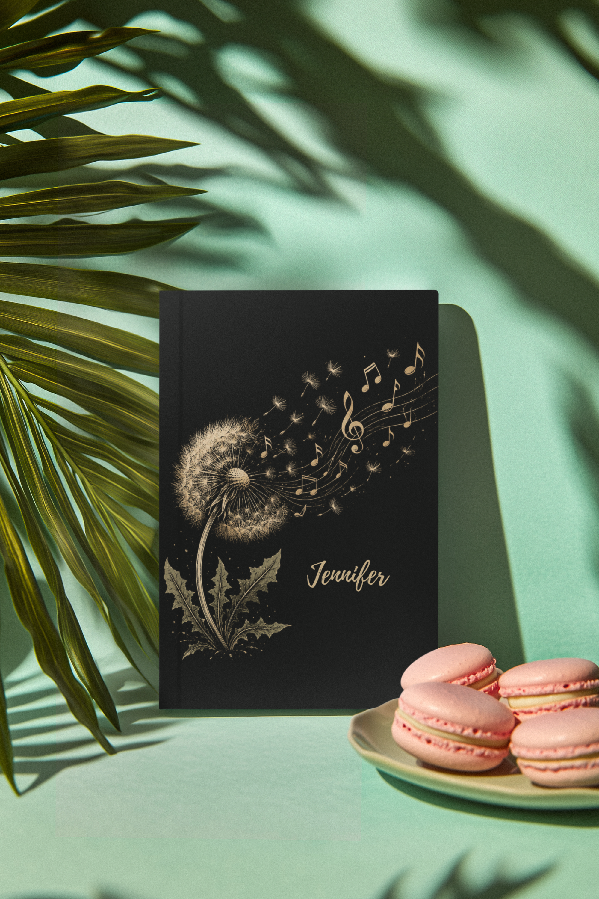 Personalized Music Journal, Dandelion Notebook, Custom Name Hardcover Journal, Writer's Gift, Music Lover's Diary, Durable Printed Notebook