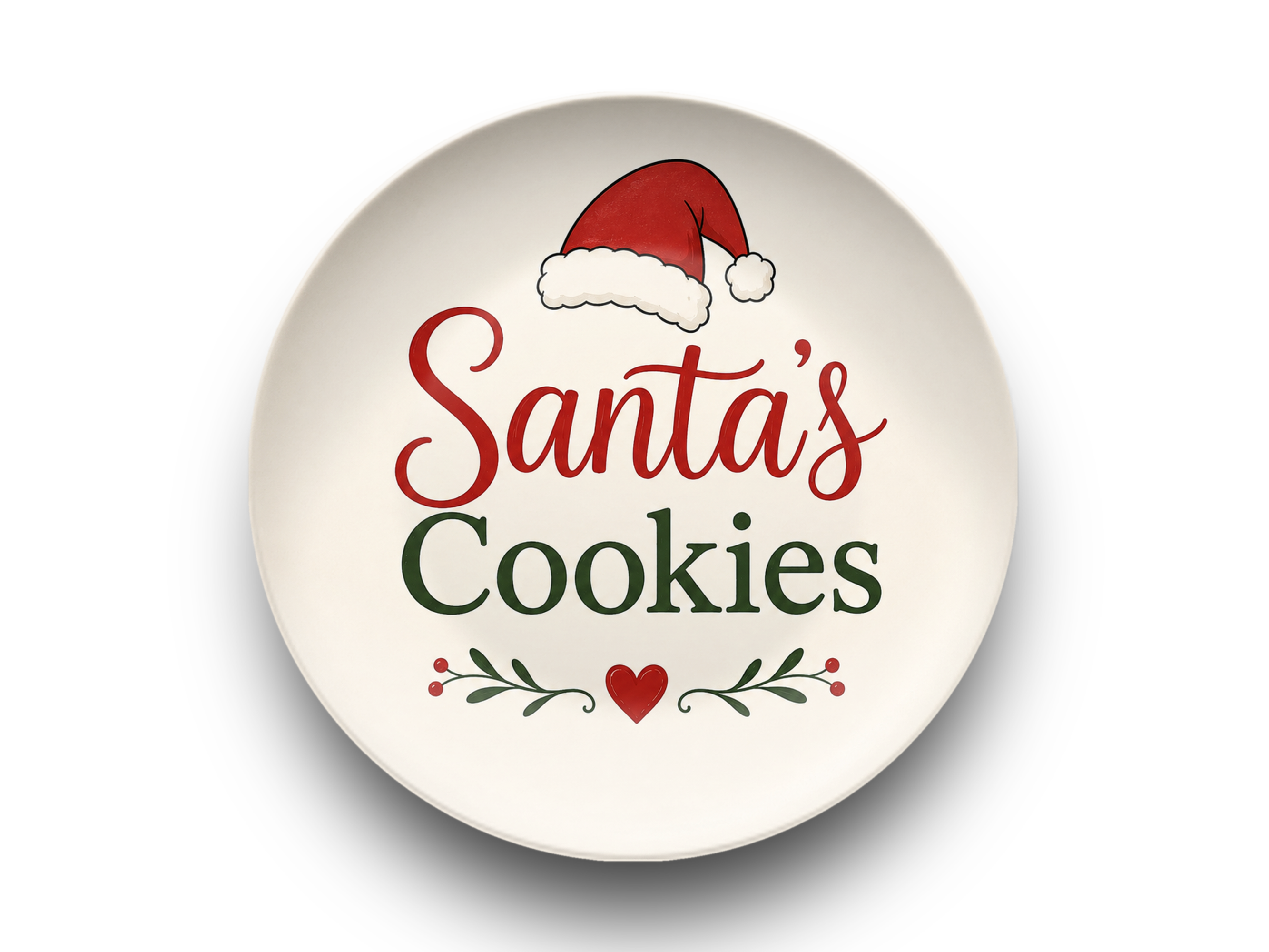 Santa's Cookies Christmas Plate, Holiday Cookie Serving Dish, Festive Santa Hat Dessert Plate, Christmas Kitchen Decor, Cookie Exchange