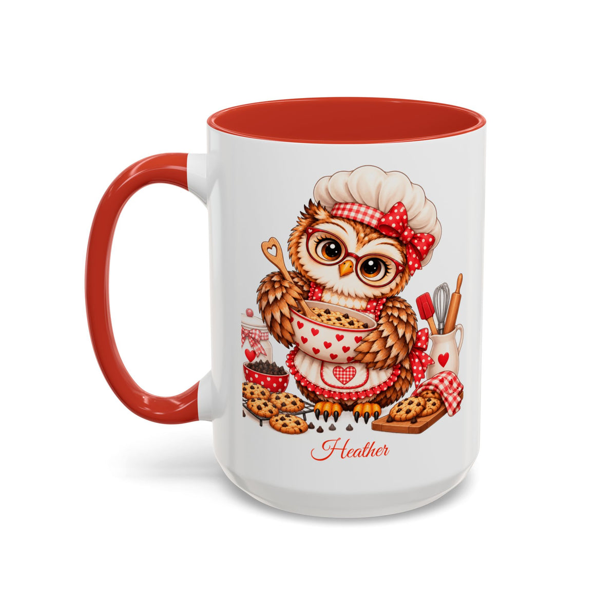 Personalized Baking Owl Coffee Mug, Custom Name Owl Lover Gift, Baker Gift, 11oz 15oz Mug
