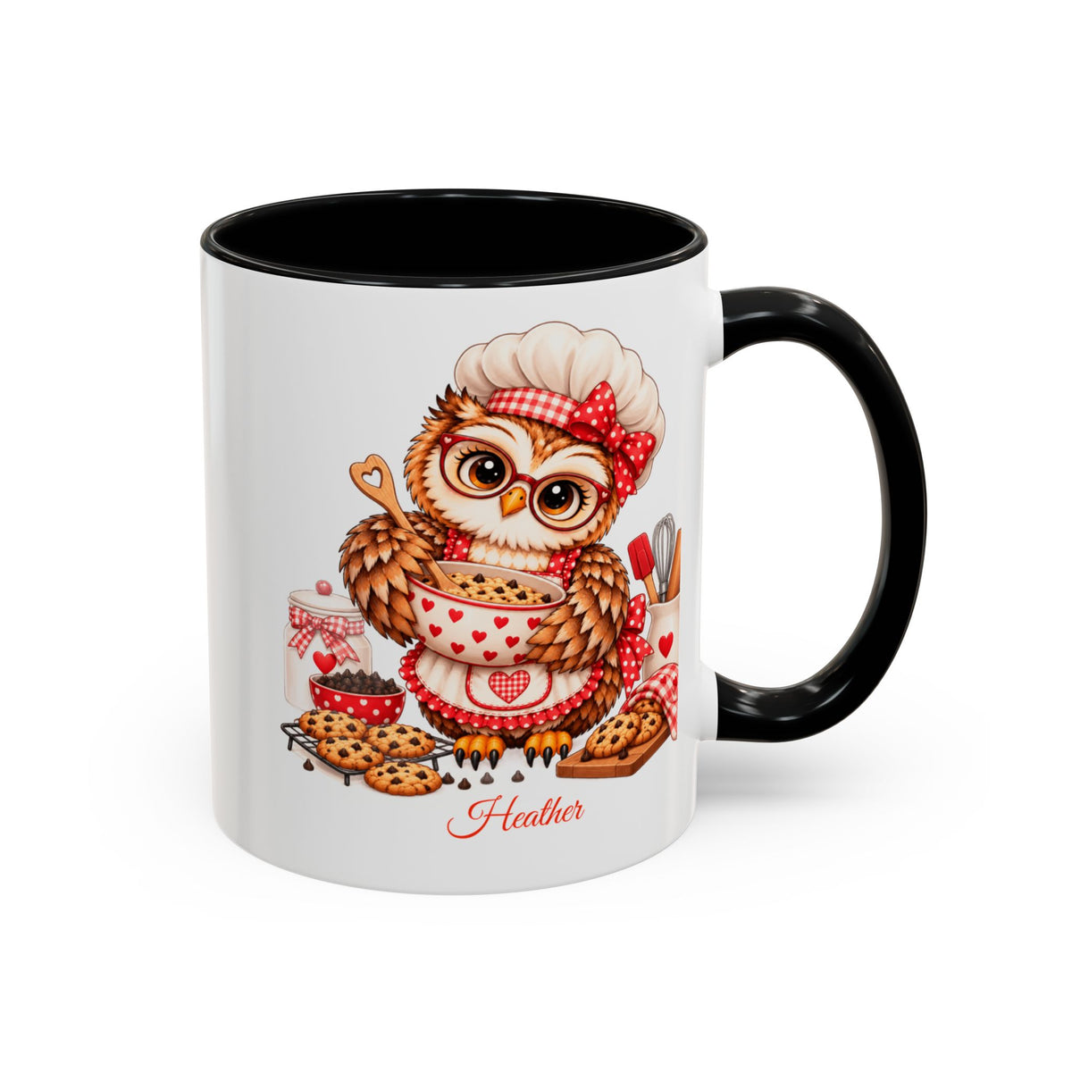 Personalized Baking Owl Coffee Mug, Custom Name Owl Lover Gift, Baker Gift, 11oz 15oz Mug