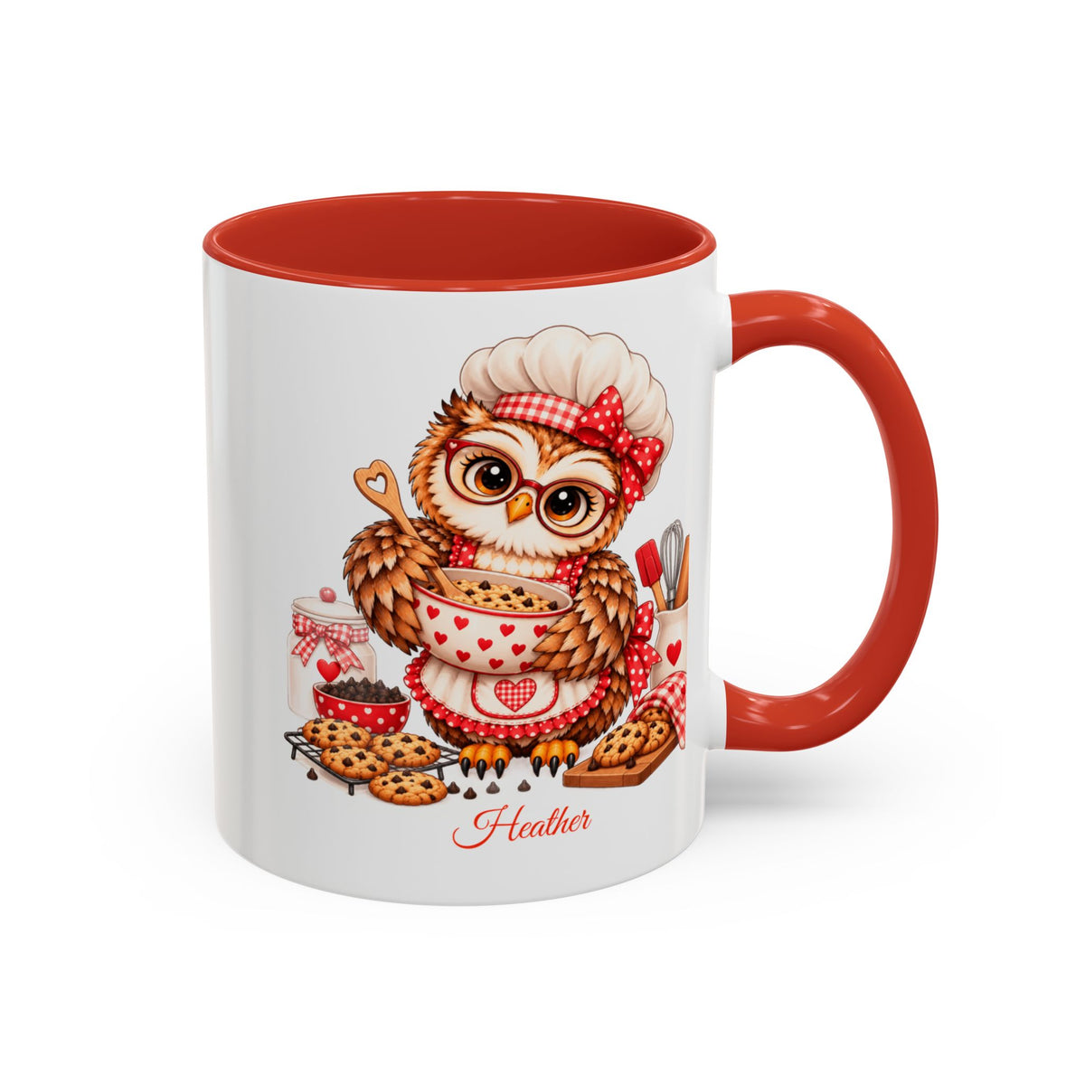 Personalized Baking Owl Coffee Mug, Custom Name Owl Lover Gift, Baker Gift, 11oz 15oz Mug
