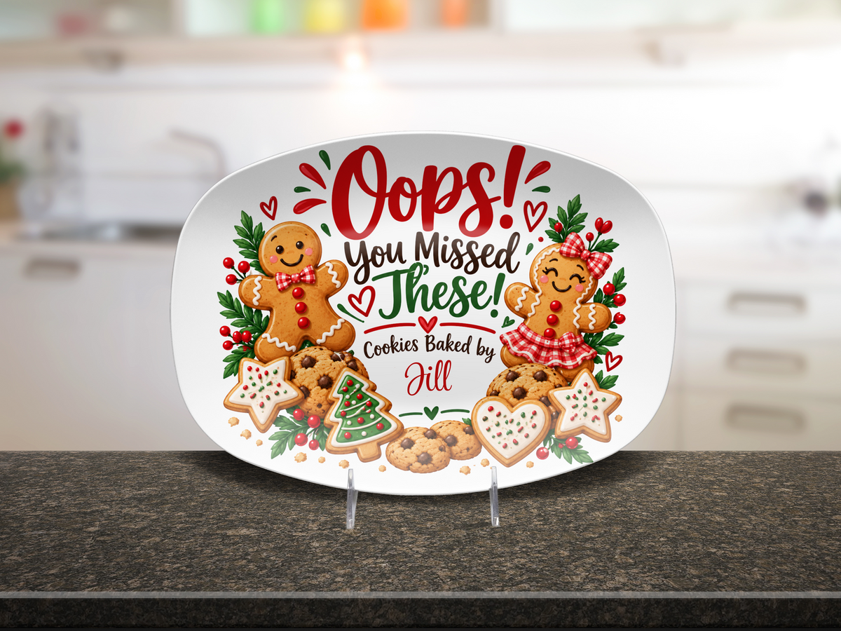 Personalized Christmas Cookie Plate, Custom Cookie Platter, Baked With Love Holiday Serving Platter, Office Party Cookie Exchange