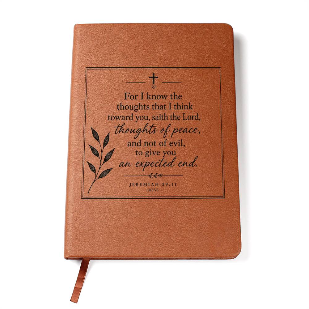 Jeremiah 29:11 Vegan Leather Prayer Journal, Christian Scripture Notebook, Bible Verse Faith Diary