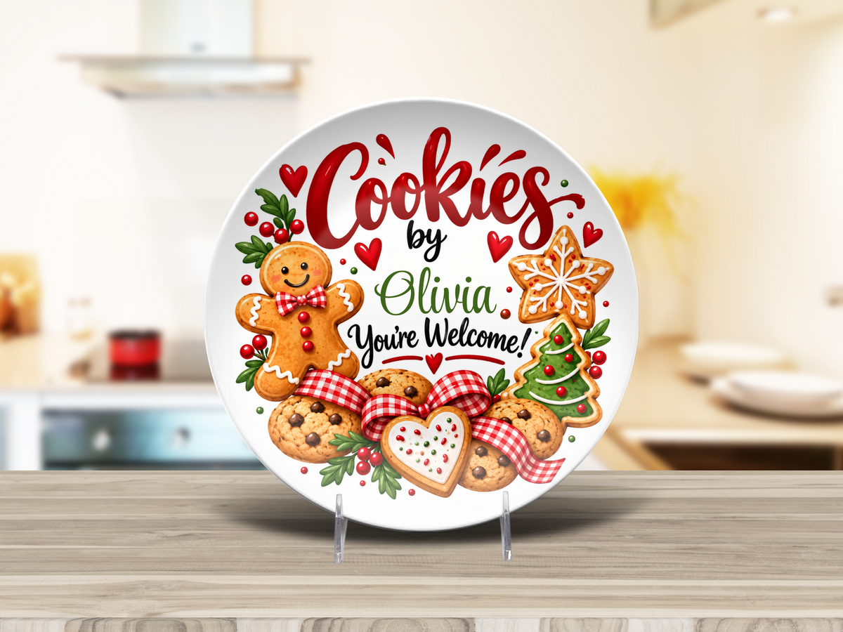 Personalized Christmas Cookie Plate, Custom Holiday Serving Platter, Santa Cookie Dish, Family Christmas Eve Tradition, Office Party Plate