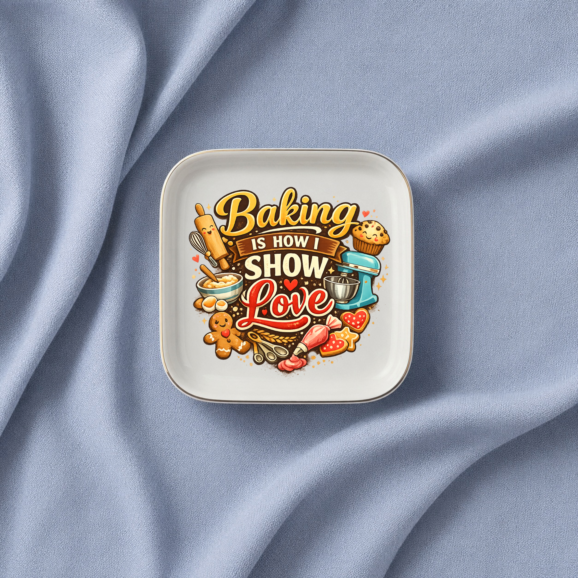 Baking Is How I Show Love Jewelry Dish, Baker Gift, Baking Lover Tray, Pastry Chef Keepsake, Ceramic Ring Dish, Kitchen Decor